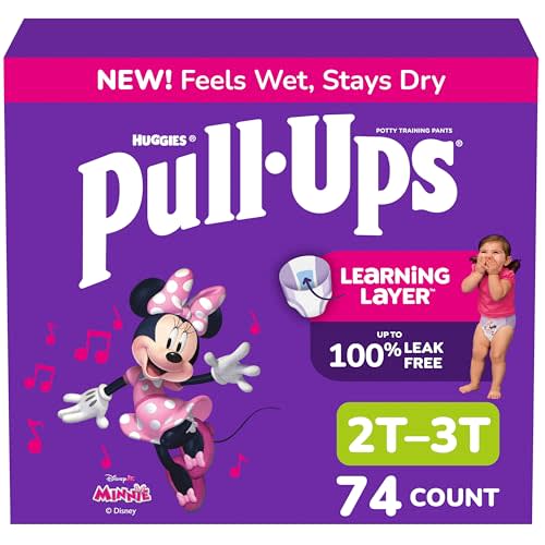 Pull-Ups Girls' Potty Training Pants, Size 2T-3T Training Underwear (16-34 lbs), 74 Count