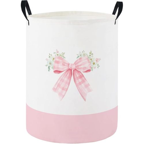 Baby Laundry Hamper Basket Baby Hamper for Nursery Boy and Girl Cute Kids Toys Storage Bin Organizer Boho Room Decor(Bowkont Flower)