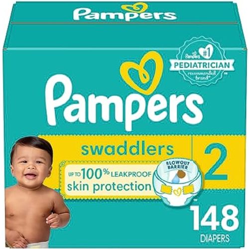 Pampers Swaddlers Diapers Size 2, 148 Count - Disposable Diapers