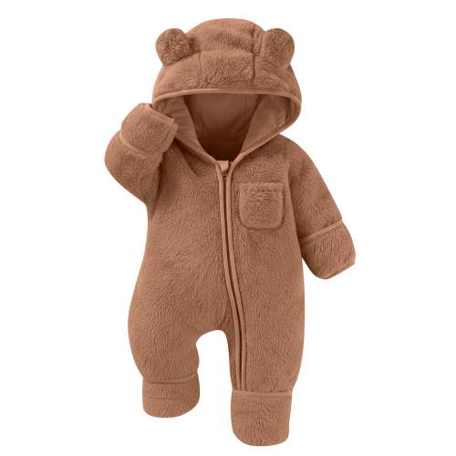 BLVB Newborn Baby Outfit with Fold-Over Mittens and Footies Girls Boys Winter Fleece Clothes Warm Hooded Romper Snowsuit