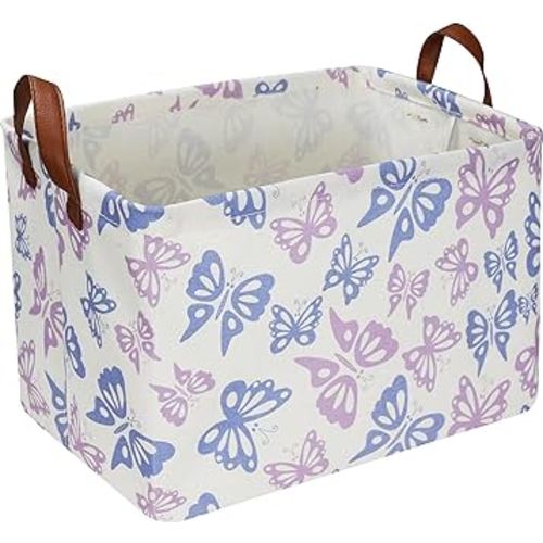 Rectangular Blue Butterfly Basket,Gift Basket for Boys and Girls,Toy Bin,Books Box,Room Decor (Butterfly)