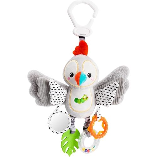 Parrot Stroller & Car Seat Toy with Teether, Clip-On Hanging Rattle, Soft Plush Sensory Developmental Baby Toy | Ideal Gift for Newborns & Infants 0-12 Months (Animal Design)