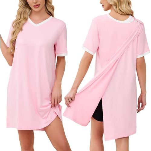 Chunoy Open Back Hospital Gowns for Women Post Shoulder Surgery Dress After Rotator Cuff Tear Away Adaptive Clothing