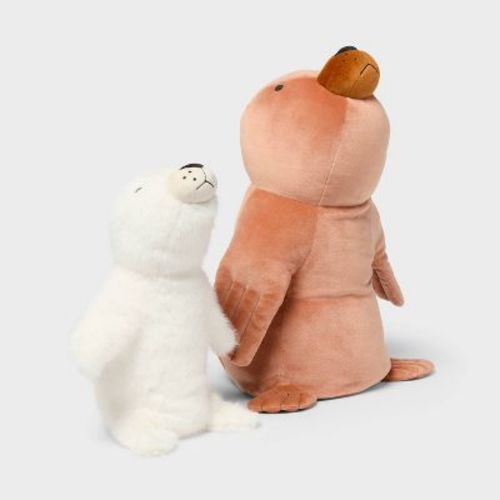 Seal and Baby Weighted Plush Kids' Throw Pillow Brown - Pillowfort™