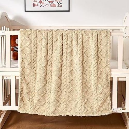 Sherpa Fleece Baby Blanket, Ultra Soft Fluffy Premium Baby Blankets for Boys Girls, Cozy Infant Toddler Newborn Receiving Blankets for Crib Stroller 30”×40” (Khaki)