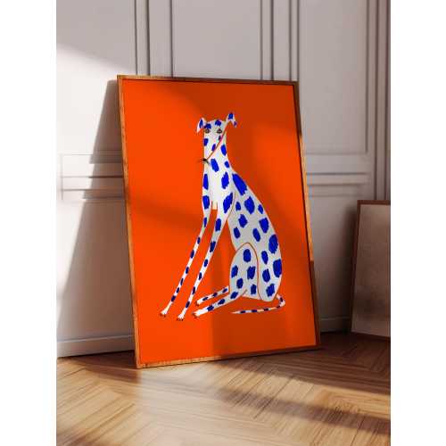 Bright Greyhound Art Print, Dog Home Decor, Wall Decoration For Kitchen, Bedroom, Living Room, Office, House Warming Gift, Illustration, Red