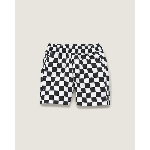 Little Kids Range Elastic Checkerboard Shorts in Black / White | Vans