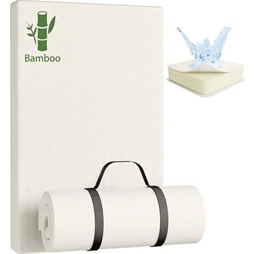 YENING Bamboo Pack and Play Mattress Pad Breathable 38x26 Waterproof Baby Mattress for Pack N Play Matress Topper Waterproof with Straps White
