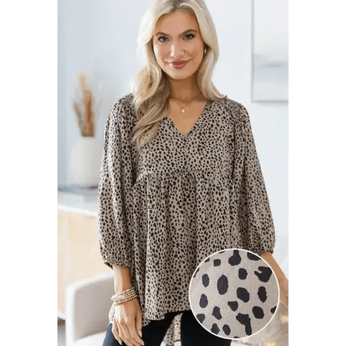 NURSING TOP: All So Nice Brown Spotted Tunic