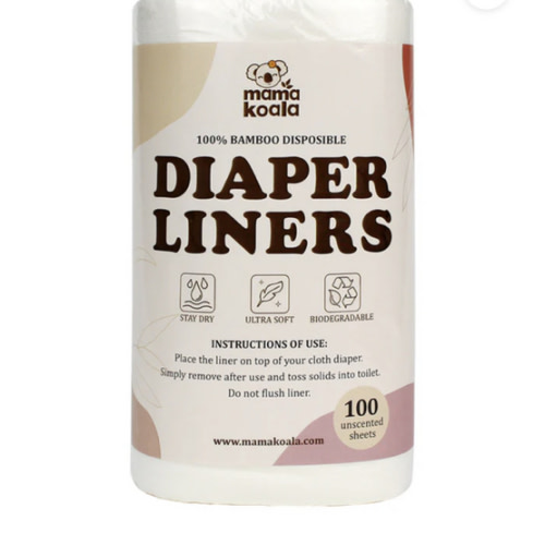 Disposable Bamboo Diaper Liners for Cloth Diapers - 100 Sheets per Roll