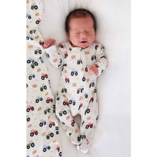 Little Farmer Bamboo Waffle Zipper Footie