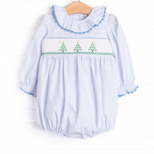 Windowpane Wonderland Smocked Bubble, Blue – Stitchy Fish