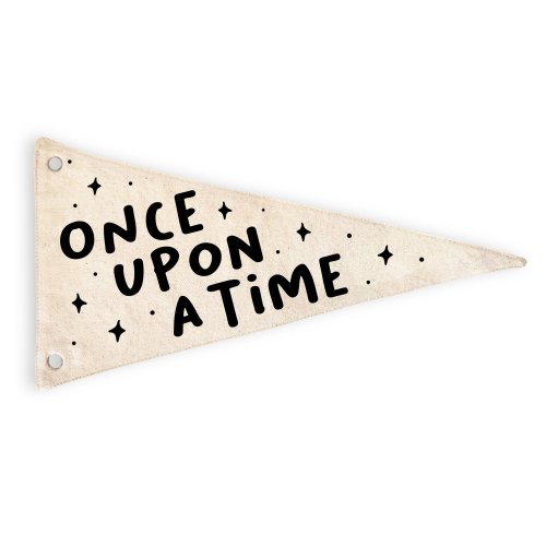 Once Upon A Time Canvas Pennant Flag Wall Hanging | Minimalist Kids Room Decor | Playroom Decor Banner | Canvas Sign | Storytime Decor