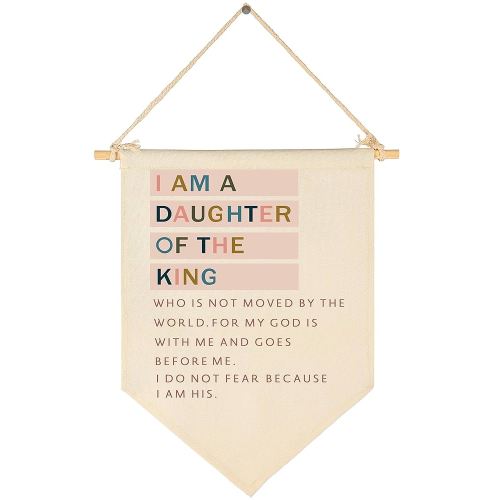 I Am A Daughter Of the King-Inspirational Flag Sign Gifts for Baby Newborn Girls Kids-Banner Wall Decor Gifts for Nursery Bedroom Playroom Front Door-Baby Gift Shower-New Home Christmas Gift