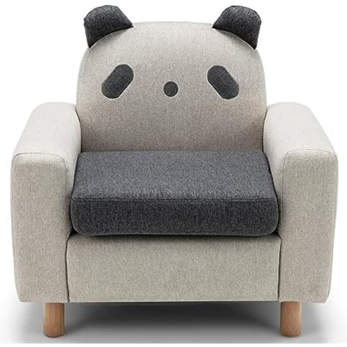 Costzon Kids Couch, Children's Cartoon Sofa Chair w/Solid Wood Frame, Thick Cushion, Child Armchair for Play Room, Kindergarten, Kids Room for 2-8 Little Boys Girls Birthday (Panda)