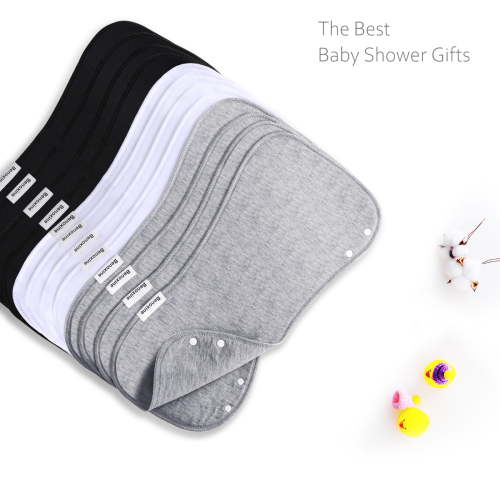 2-in-1 Baby Bibs & Burp Cloths Set, 3-Layer Design, Large Size, Super Absorbent, 100% Organic Cotton, Soft & Comfortable，12-Pack