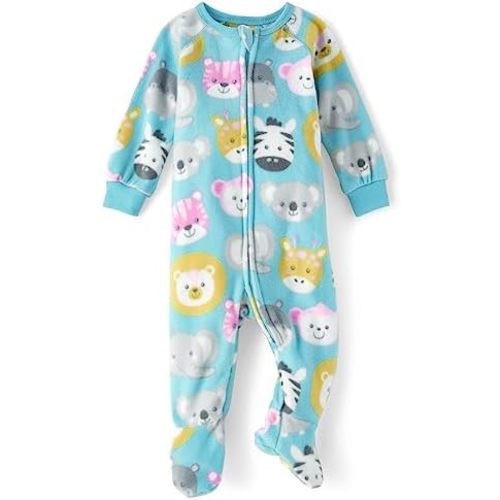 The Children's Place Baby Girls' and Toddler Fleece Zip-Front One Piece Footed Pajama