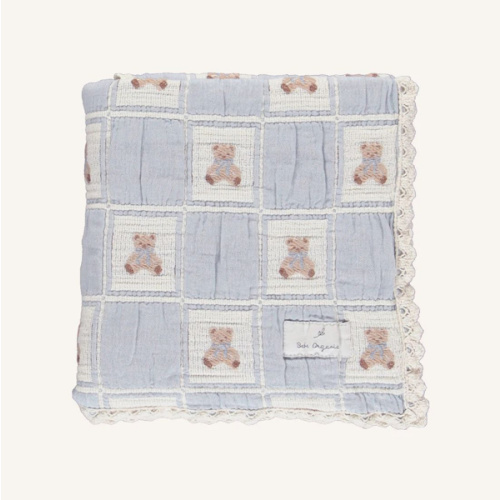 Bebe Organic - Organic Cotton Teddy Blanket - Blue | Smallable