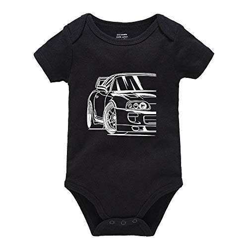 Pengshiliu Beautiful car Newborn Baby Romper Bodysuit Short Sleeve Onesie Black
