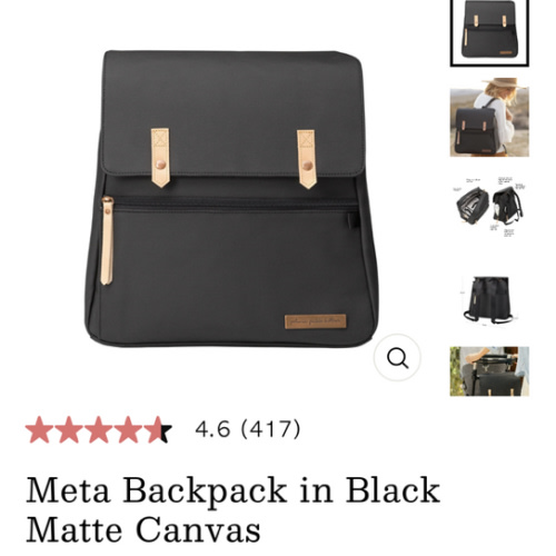 Meta Backpack in Black Matte Canvas
