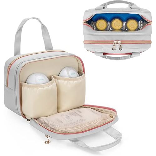 Damero Wearable Breast Pump Bag Compatible with Elvie, Willow and Momcozy Breast Pumps, Carrying Bag Case for Most Wearable Pumps, Bottles, Parts and Ice Pack, Patent Design