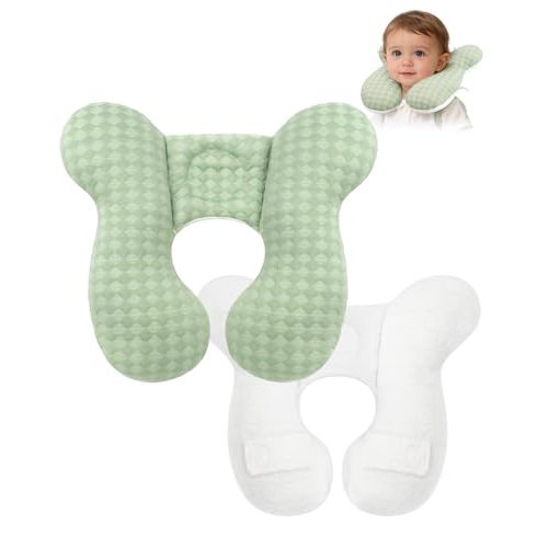 KAKIBLIN Baby Travel Pillow, Baby Neck Pillow for Car Seat, U-Shaped Head and Neck Support for Stroller Pushchair, Soft Cooling Breathable Infant Head Pillow for Newborn Toddler | Head and Neck Support for Car Seat Stroller Pushchair, Infant Head Pillo...