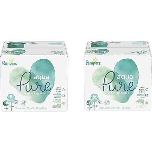 Pampers Aqua Pure 6X Pop-Top Sensitive Water Baby Wipes, 672 Count