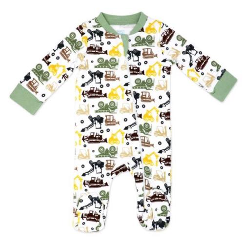 Rose Textiles - Baby Boy Interlock Coverall, Sage Dirt Magnet
