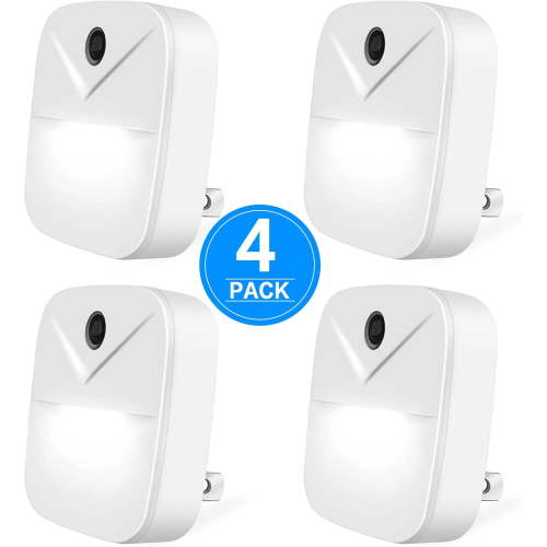 delpattern 4 Pack LED Night Lights Plug In With Light Sensors, Automatic Wall Light, Night Lights for Kids and Adult, Led Lights for Bedroom White Light