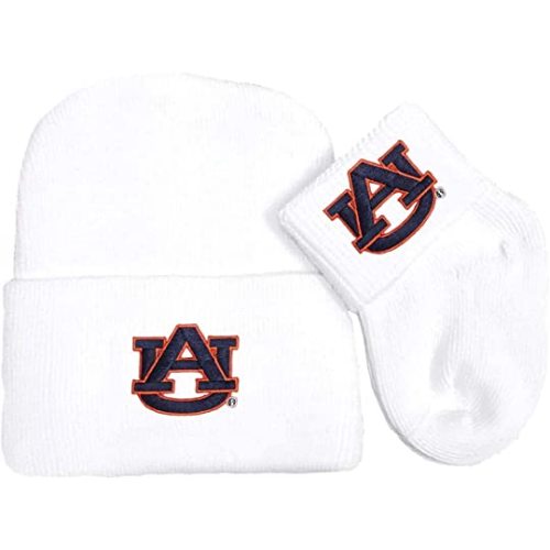 Auburn Tigers Baby Newborn Knit Cap and Socks Set
