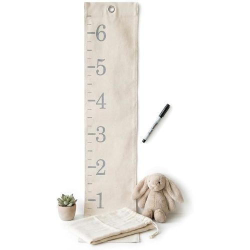 Growth Chart for Wall - Canvas Fabric Natural Color - Big Brother Big Sister Gift Children Height Chart Measure Childs Growth Kids Room Decor Nursery Wall Ruler and Pen