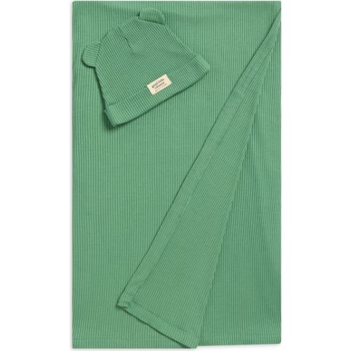 Rib Swaddle Blanket & Hat Set