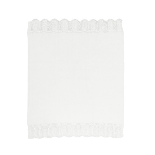 Manhattan Kids White Cotton Lace Knit Baby Blanket | Gender Neutral Baby Blanket | Soft Knit Newborn Blanket | Heirloom Baby Shower Gift