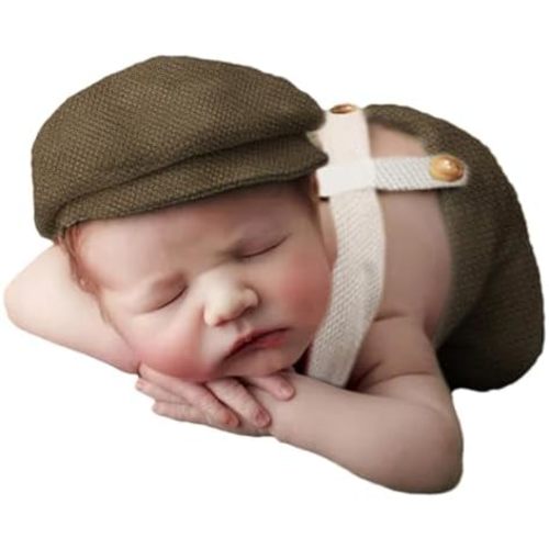 Holibeat Newborn Boy Photography Props Baby Boy Photo Shoot Outfits Infant Gentleman Romper Suits with Hat