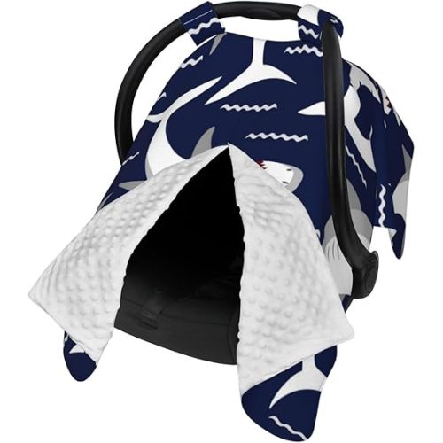 Angry Shark Car Seat Cover Baby Nursing Cover Up for Breastfeeding Stretchy Carseat Canopy Multi-Use Milk Snob 5 in 1 Cover Gifts for Mom and Baby