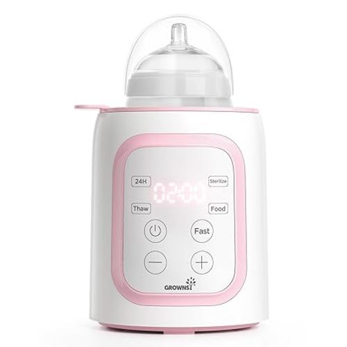 Grownsy Bottle Warmer, Fast Baby Bottle Warmer for All Bottles, Milk Warmer for Breastmilk or Formula, Smart Temperature Control and Automatic Shut-Off- Pink