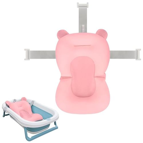 Colorlife Baby Bath Seat Support Net Infant Bathing Seat Support Mat, Adjustable Comfortable Non-Slip Three-Pointed Baby Shower Net Bathtub Sit Up Net for Newborn 0-12 Months-Pink(No Bathtub)