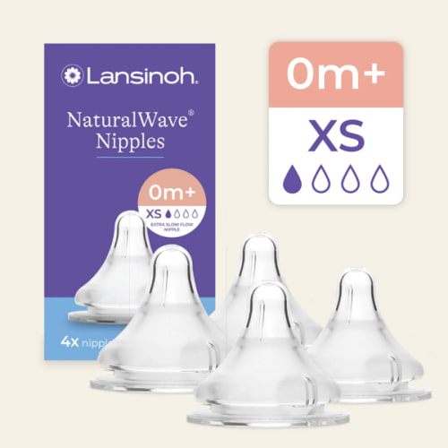 Lansinoh NaturalWave Baby Bottle Nipples, Extra Slow Flow (XS), 4 Count
