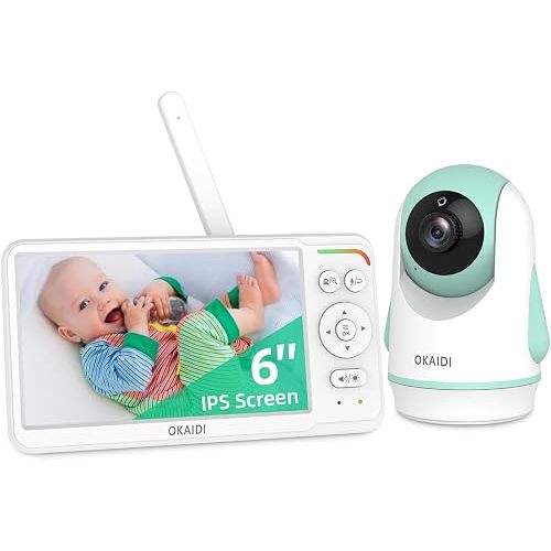 OKAIDI Baby Monitor with Camera and Audio,6" IPS Screen Baby Camera Monitor with 30H Battery,1000ft Range,Night Vision,Baby Monitor No WiFi,2-Way Talk & 150 Languages Support(Ideal for Home & Travel)