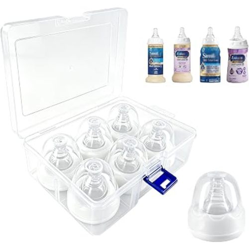 Replacement Nipples Compatible with Similac & Enfamil Ready-to-Feed Baby Bottles, Soft Silicone Baby Bottle Nipples, Medium Flow, Reusable, BPA Free, Dishwasher Safe, 6 Pack