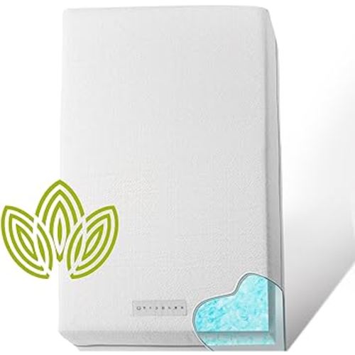 Organic Cotton 2-Sided Crib Mattress | Waterproof Washable Protector w/Ventilated Foam Lining | Light 2-in-1 Baby Mattress w/Firm Support for Infant & Soft CertiPUR Foam for Toddler | 52 x 27 x 4”