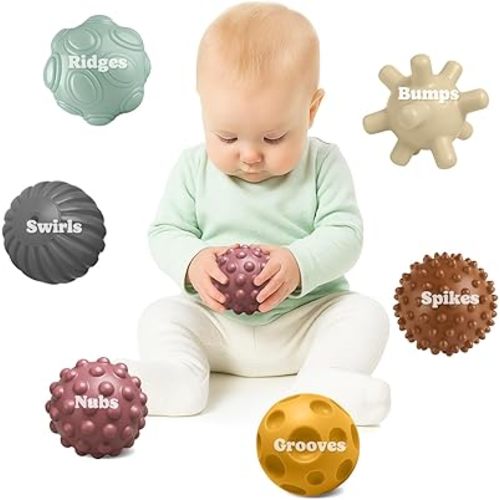 6Pcs Assorted Color Grasping Balls – Soft Textured Sensory Toys for Babies & Toddlers