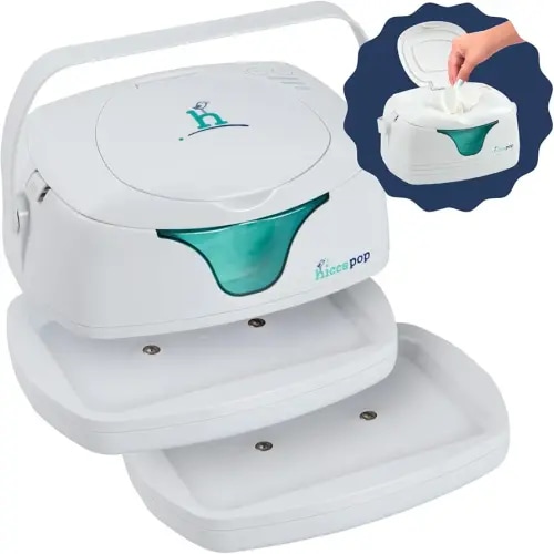 Hiccapop Portable Baby Wipe Warmer, Baby Wipes Warmer for Babies Includes 2 Power Bases, Diaper Wipe Warmer with Changing Light