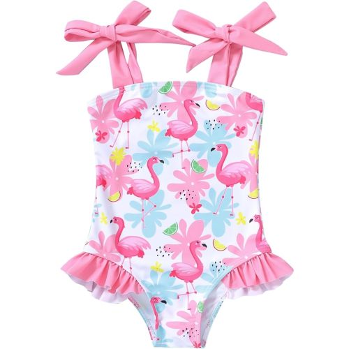 YOUNGER TREE Toddler Swimsuit Girl Color Block Stripe One-Piece Swimwear Baby Girl Bathing Suits