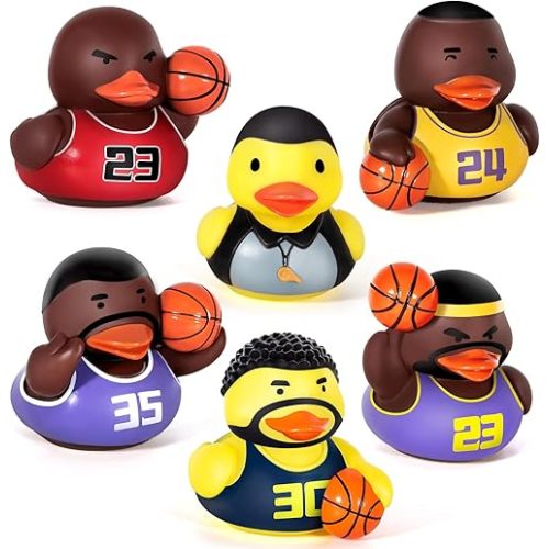Bath Toys for 1 Year Old Boys, Sealed, No Hole Sports Bath Toys Design Keeps Water Out, Basketball Rubber Duck for Ducking/Collection