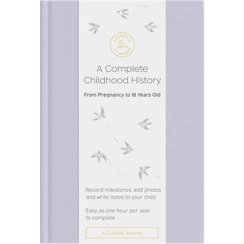 Promptly Journals, A Complete Childhood History: From Pregnancy to 18 Years Old (Lavender Purple, Linen) | Baby Book and Pregnancy Journal | Baby Memory Book