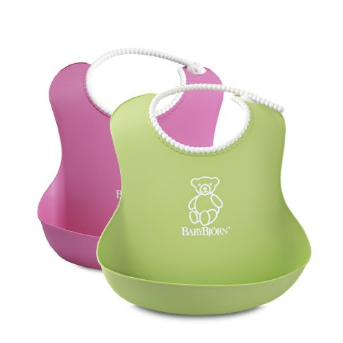 BABYBJORN Soft Bib, Pink/Green, 2 Pack