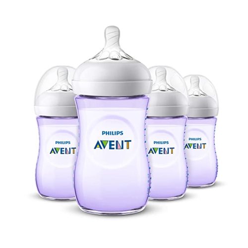Philips Avent Natural Baby Bottle, Purple, 9oz, 4pk, SCF013/43 - 4 Pack