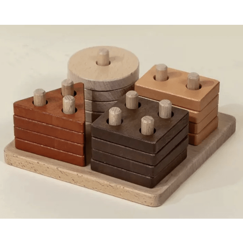 Wooden Stacking Shapes Peg Puzzle
