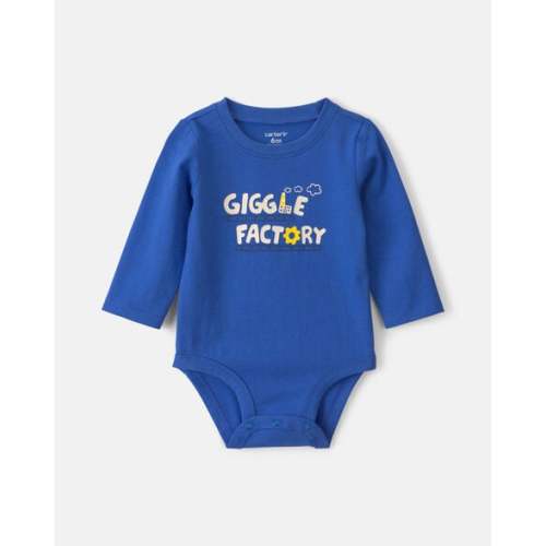 Baby Boy 'Giggle Factory' Long-Sleeve Graphic Bodysuit - Blue | Carter's